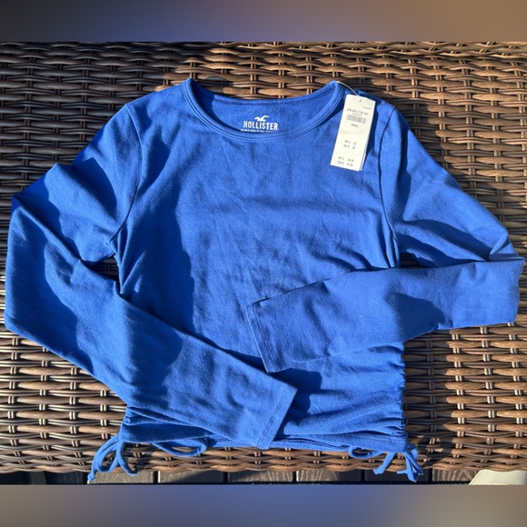 Women’s Small Hollister Blue Long Sleeve With Side Cinch And Bows - Picture 1 of 7